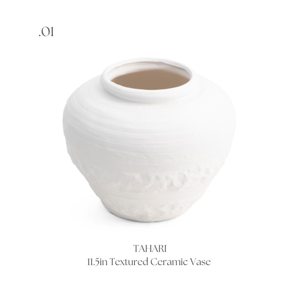 11.5 textured ceramic vase white