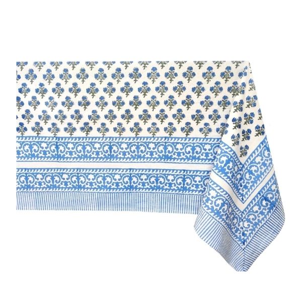 handblock printed blue tablecloth