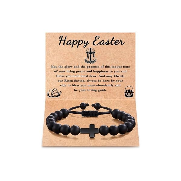 Boys black cross bracelet