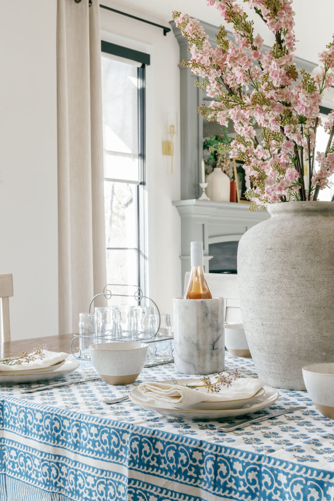 large vase & spring branches