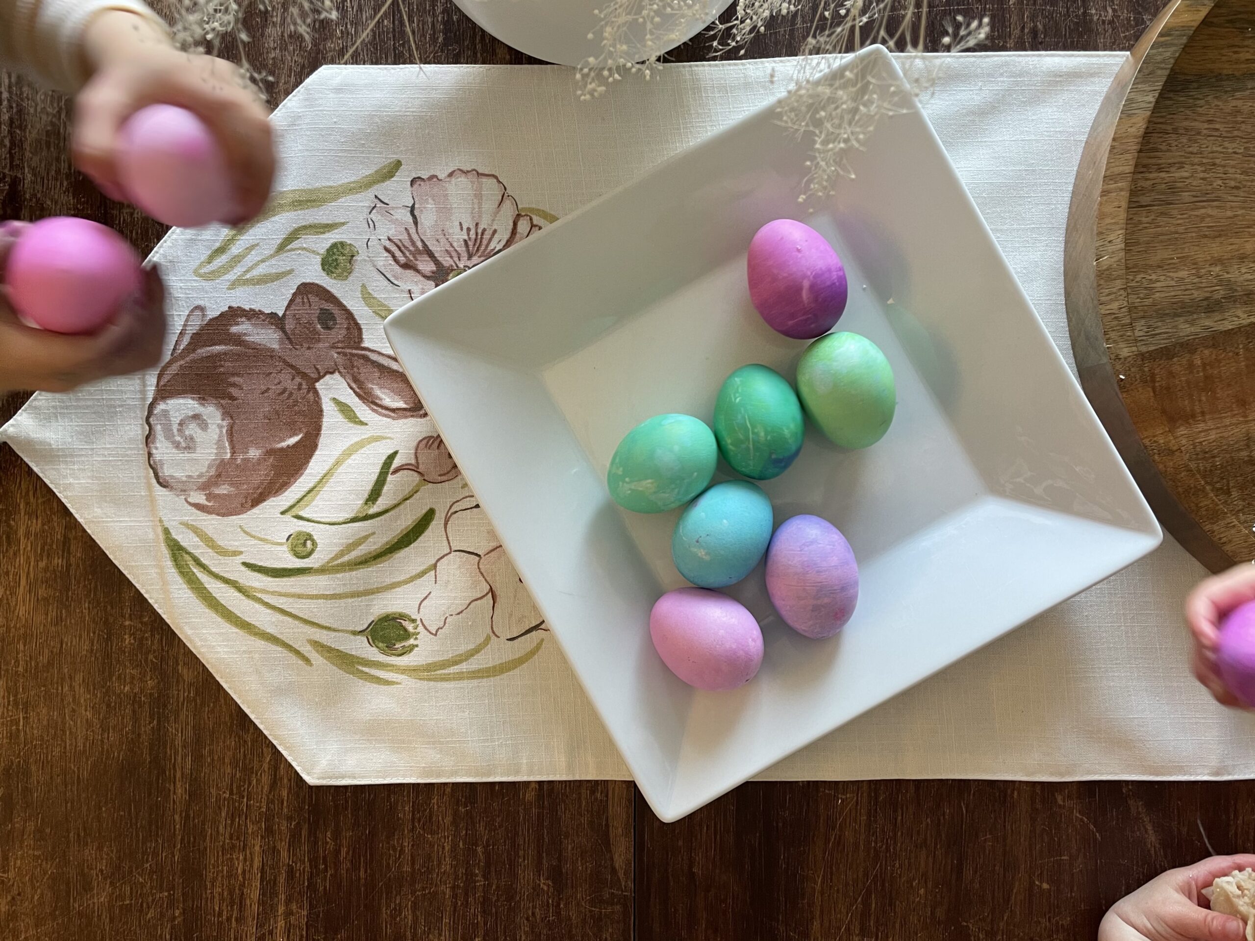 dyed easter eggs on plate