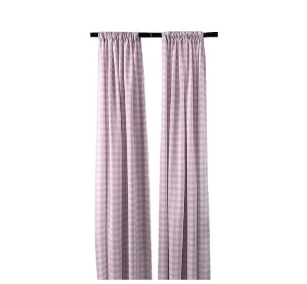 blush and cream gingham drapes