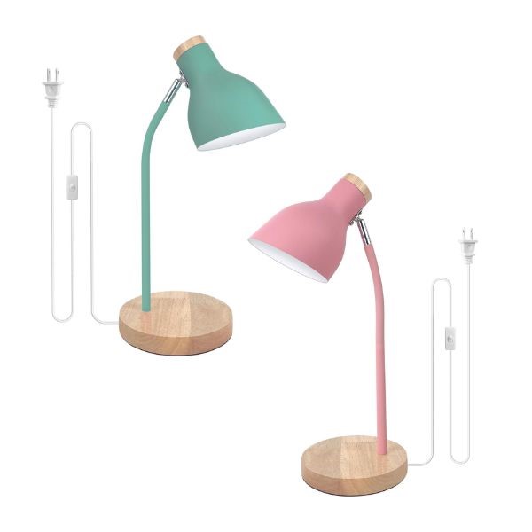 kids desk lamp in green and pink