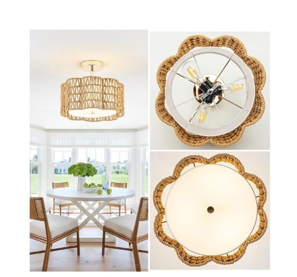 scalloped woven ceiling light fixture