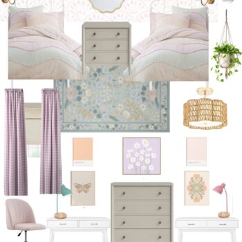 pretty pastel, girls room mood board