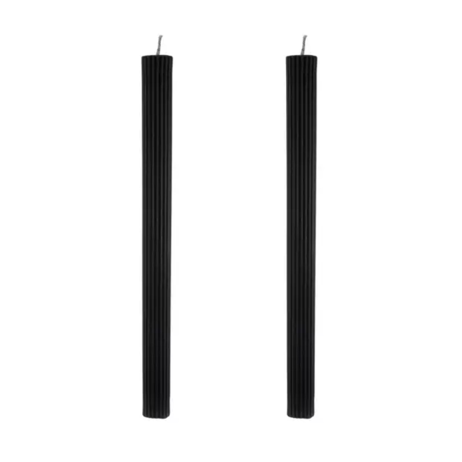 ribbed black tapered candles