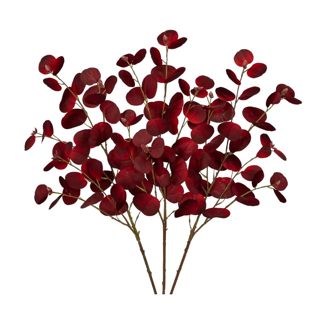 Burgundy Artificial Eucalyptus Fall Stems Fake Eucalyptus