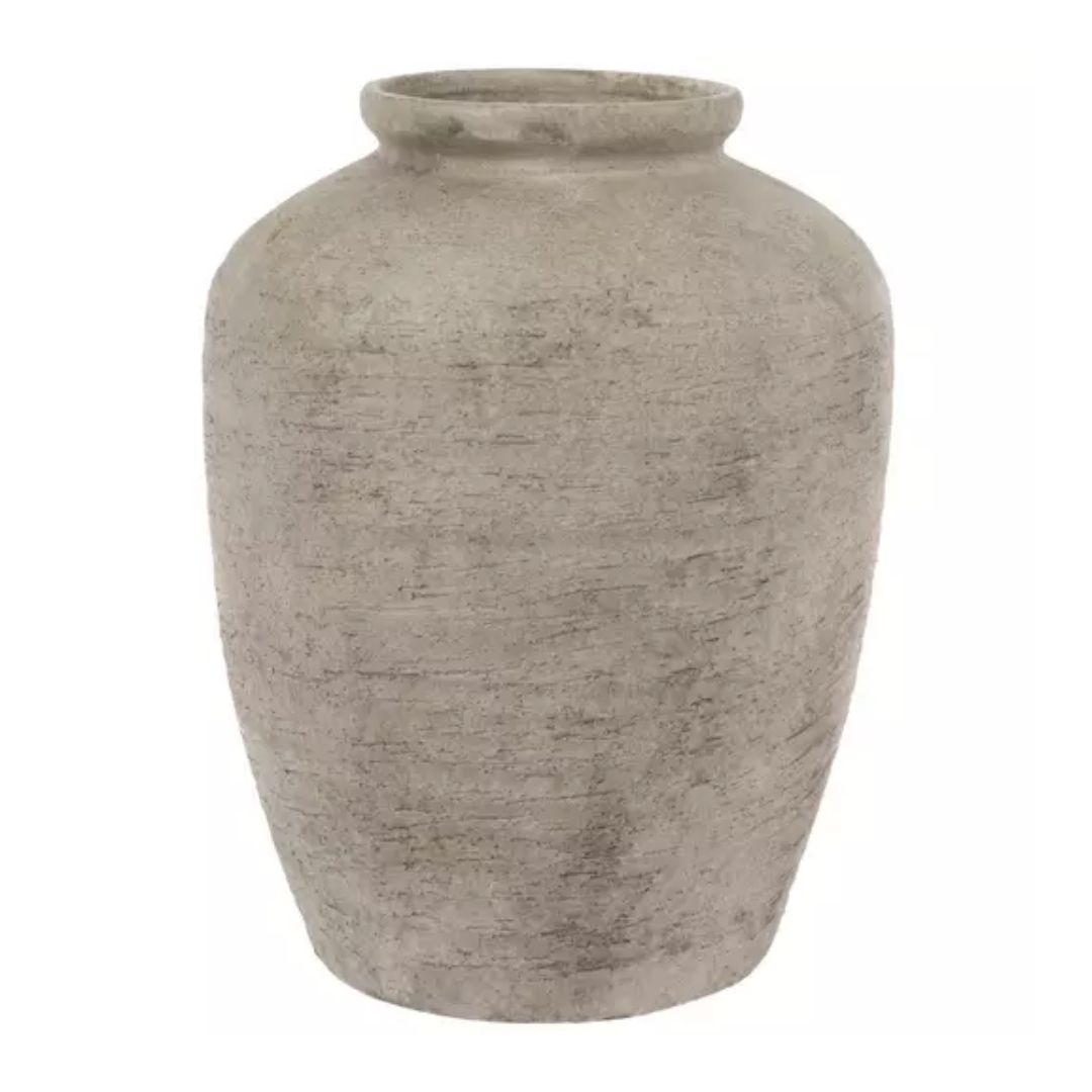 15" distressed ceramic vase