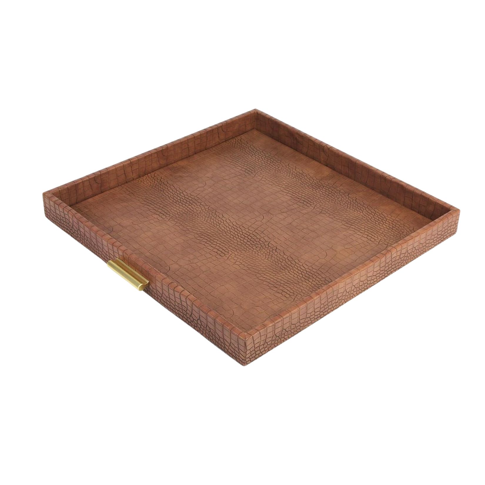 Antique Brown Faux Leather Tray