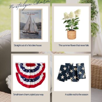 Nostalgic Charm with vintage art, classic hydrangeas, and pleated bunting