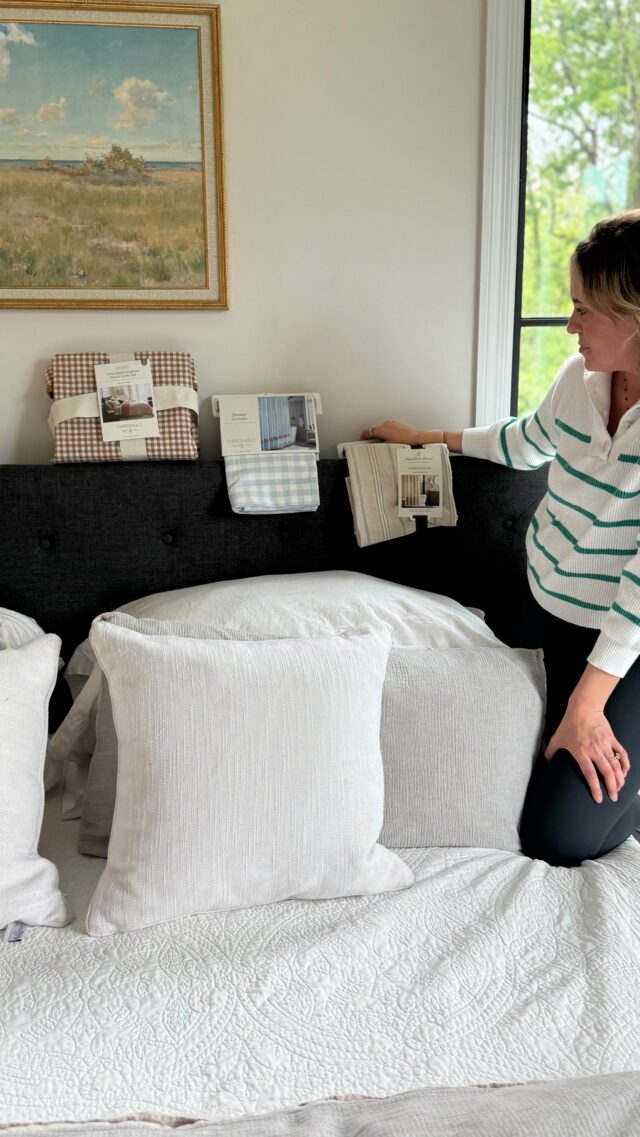 We bought the fabric… but now we need your help!
Amy picked up a few shower curtains and a duvet cover (yes—real pieces, not by-the-yard fabric, because wow… that can get pricey). Now she’s testing them out as a fresh new cover for her headboard ✨

We’re loving the possibilities, but we can’t decide which look to start with!
Which one catches your eye? Tell us in the comments! 👇🛏️💬